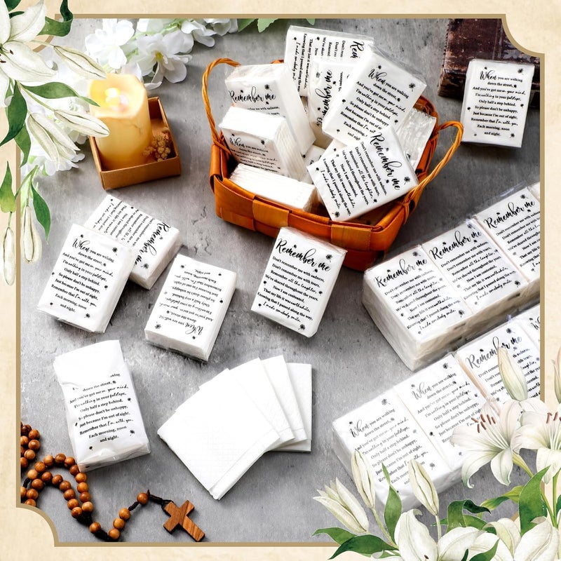 Sinmoe 60 Bulk Funeral Tissues Keepsakes Memorial Facial Pocket Tissues Favors Inspirational Poem 3 Ply Mini Travel Size Tissue Packs Memorial for Guests Relatives Family - Image 3